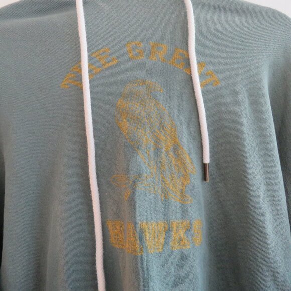 THE GREAT. The Teammate Sweatshirt with Hawk Graphic Double Washed Moss Sz 0 XS - Picture 5 of 16